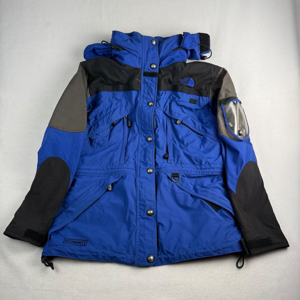 The North Face Extreme Ski Jacket Womens 6 Blue Black Vintage Hooded Gorpcore
